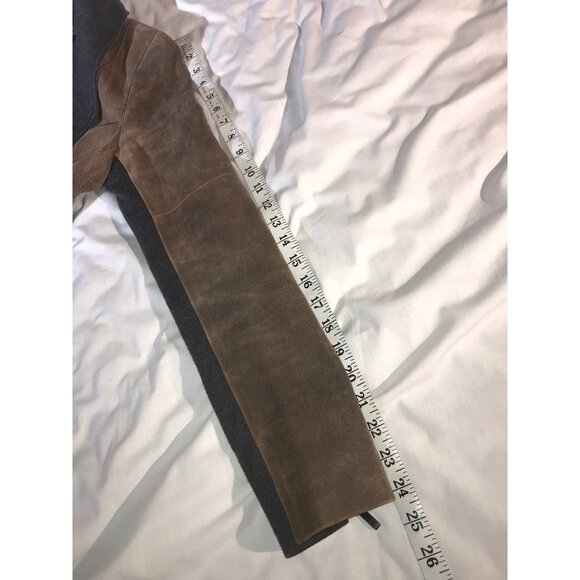 Worth Women's Brown Leather and Grey Wool Accents Core Coat - Picture 8 of 8